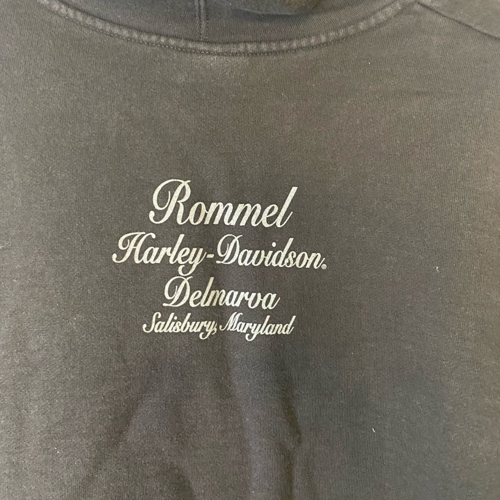 Harley Davison Zip Up Hooded Sweatshirt Jacket Black Skull Motorcycle Size Large - Picture 12 of 15